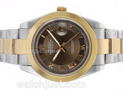 Rolex Datejust II Automatic Two Tone Roman Markers with Brown Dial