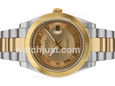 Rolex Datejust II Automatic Two Tone Roman Markers with Golden Dial
