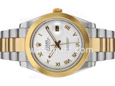 Rolex Datejust II Automatic Two Tone Roman Markers with White Dial