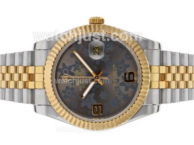 Rolex Datejust II Automatic Two Tone with Gray Floral Motif Dial