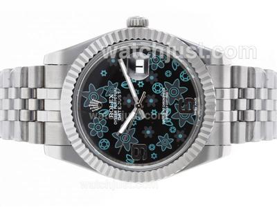 Rolex Datejust II Automatic with Black Floral Motif Dial S/S