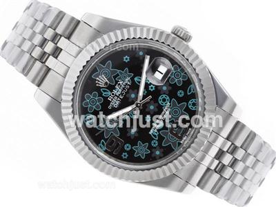 Rolex Datejust II Automatic with Black Floral Motif Dial S/S