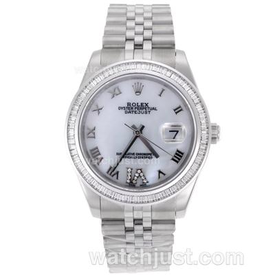 Rolex Datejust II Swiss ETA 2836 Movement CZ Diamond Bezel Roman Markers with MOP Dial