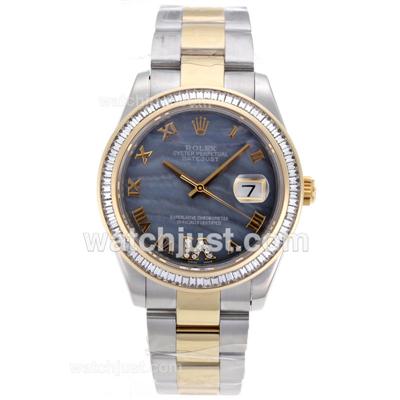 Rolex Datejust II Swiss ETA 2836 Movement Two Tone Diamond Bezel Roman Markers with Black MOP Dial