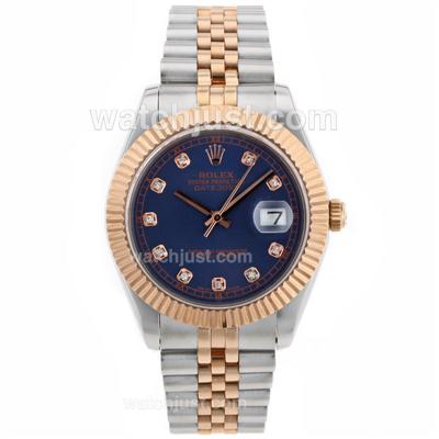 Rolex Datejust II Swiss ETA 2836 Movement Two Tone Diamond Markers with Blue Dial