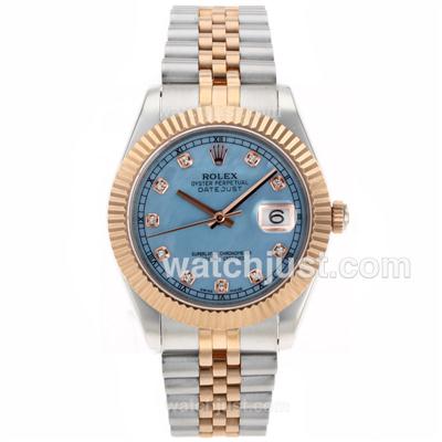 Rolex Datejust II Swiss ETA 2836 Movement Two Tone Diamond Markers with Blue MOP Dial