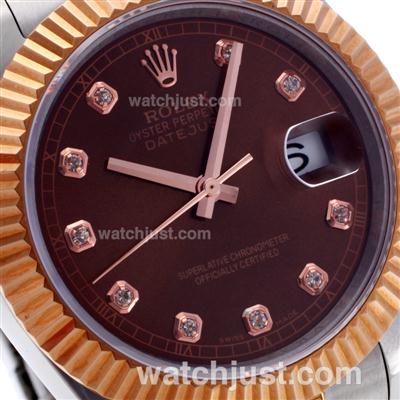 Rolex Datejust II Swiss ETA 2836 Movement Two Tone Diamond Markers with Brown Dial
