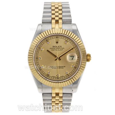 Rolex Datejust II Swiss ETA 2836 Movement Two Tone Diamond Markers with Golden Dial