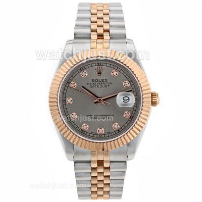 Rolex Datejust II Swiss ETA 2836 Movement Two Tone Diamond Markers with Gray Dial