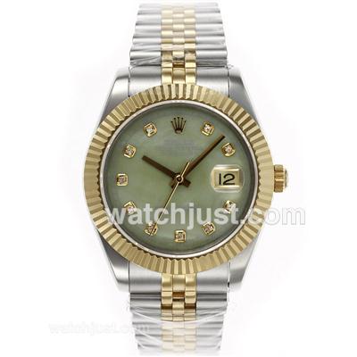 Rolex Datejust II Swiss ETA 2836 Movement Two Tone Diamond Markers with Green MOP Dial