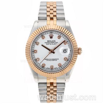 Rolex Datejust II Swiss ETA 2836 Movement Two Tone Diamond Markers with White Dial