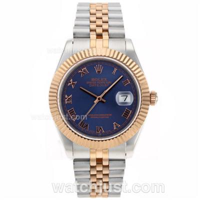 Rolex Datejust II Swiss ETA 2836 Movement Two Tone Roman Markers with Blue Dial