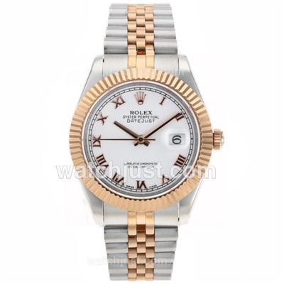 Rolex Datejust II Swiss ETA 2836 Movement Two Tone Roman Markers with White Dial