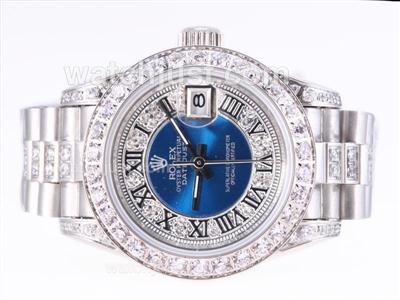 Rolex Datejust Swiss ETA 2671 Movement Diamond Bezel and Blue Dial-Roman Marking Lady Size