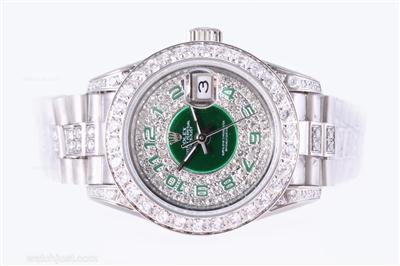 Rolex Datejust Swiss ETA 2671 Movement Diamond Bezel and Dial- Green Number Marking Lady Size