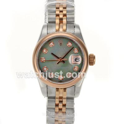 Rolex Datejust Swiss ETA 2671 Movement Two Tone Diamond Markers with Green MOP Dial