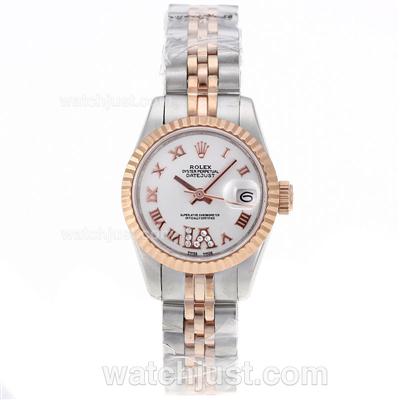 Rolex Datejust Swiss ETA 2671 Movement Two Tone Roman Markers with White Dial S/S-Lady Size