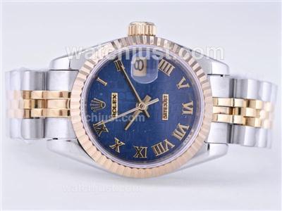 Rolex Datejust Swiss ETA 2671 Movement Two Tone with Blue Computer Dial-Roman Marking Lady Size