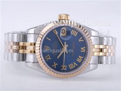 Rolex Datejust Swiss ETA 2671 Movement Two Tone with Blue Dial-Roman Marking Lady Size