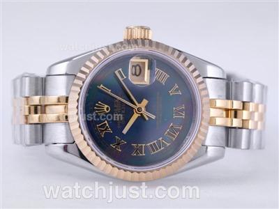 Rolex Datejust Swiss ETA 2671 Movement Two Tone with Blue MOP Dial-Roman Marking Lady Size