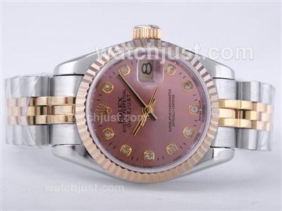 Rolex Datejust Swiss ETA 2671 Movement Two Tone with Champagne Dial-Diamond Marking Lady Size