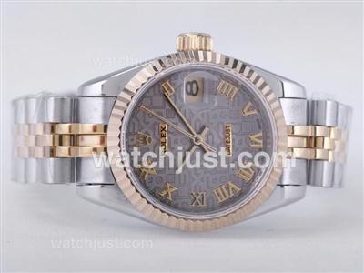 Rolex Datejust Swiss ETA 2671 Movement Two Tone with Gray Computer Dial-Roman Marking Lady Size