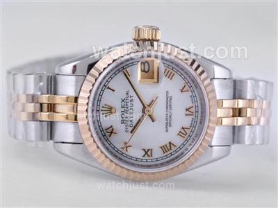 Rolex Datejust Swiss ETA 2671 Movement Two Tone with MOP Dial-Roman Marking Lady Size