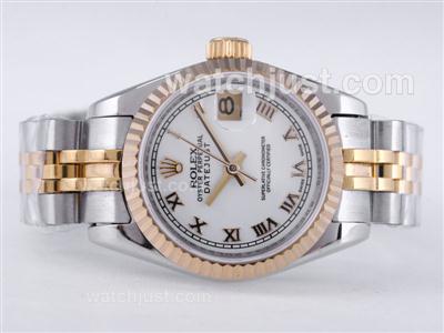 Rolex Datejust Swiss ETA 2671 Movement Two Tone with White Dial-Roman Marking Lady Size