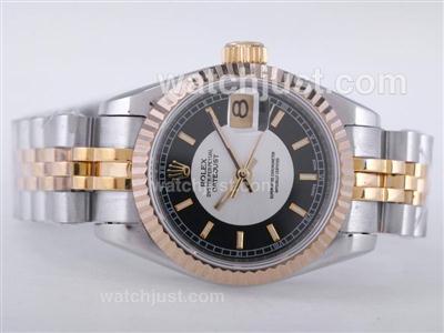 Rolex Datejust Swiss ETA 2671 Movement Two Tone with White Dial-Stick Marking Lady Size