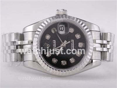 Rolex Datejust Swiss ETA 2671 Movement with Black Computer Dial-Diamond Marking Lady Size