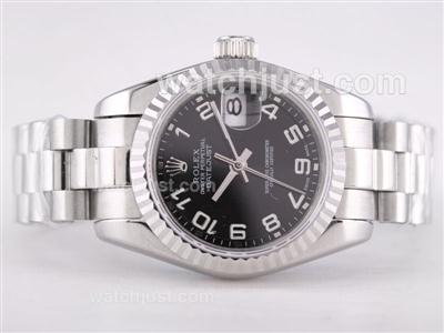 Rolex Datejust Swiss ETA 2671 Movement with Black Dial-Number Marking Lady Size