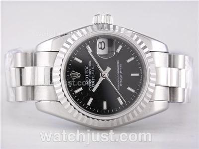 Rolex Datejust Swiss ETA 2671 Movement with Black Dial-Stick Marking Lady Size