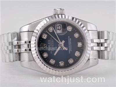 Rolex Datejust Swiss ETA 2671 Movement with Blue Dial-Diamond Marking Lady Size