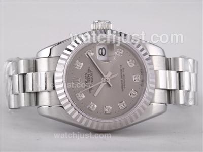 Rolex Datejust Swiss ETA 2671 Movement with Gray Dial-Diamond Marking Lady Size