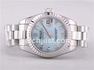 Rolex Datejust Swiss ETA 2671 Movement with Light Blue Dial-Diamond Marking Lady Size