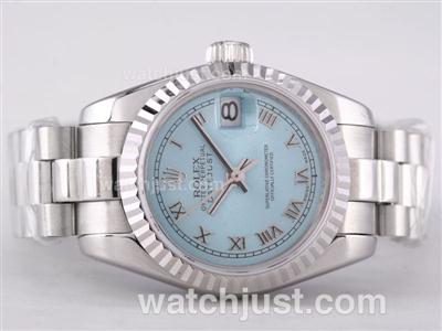 Rolex Datejust Swiss ETA 2671 Movement with Light Blue Dial-Roman Marking Lady Size