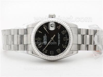 Rolex Datejust Swiss ETA 2836 Black Dial with Arabic Marking-Mid Size