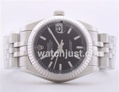 Rolex Datejust Swiss ETA 2836 Black Dial with Stick Marking--Mid Size