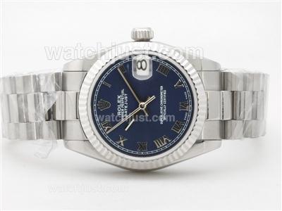 Rolex Datejust Swiss ETA 2836 Blue Dial with Roman Marking-Mid Size