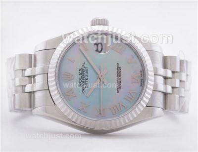 Rolex Datejust Swiss ETA 2836 Blue MOP Dial with Roman Numerals--Mid Size