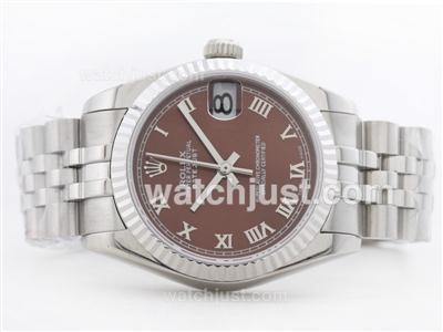 Rolex Datejust Swiss ETA 2836 Brown Dial with Roman Marking-Mid Size