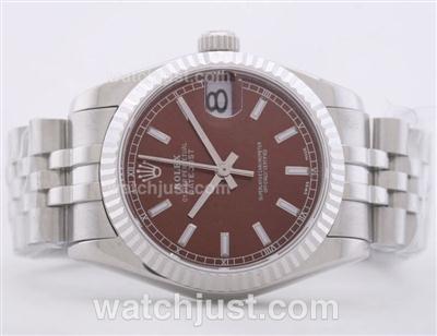 Rolex Datejust Swiss ETA 2836 Brown Dial with Stick Marking--Mid Size