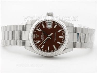 Rolex Datejust Swiss ETA 2836 Brown Dial with Stick Marking-Mid Size