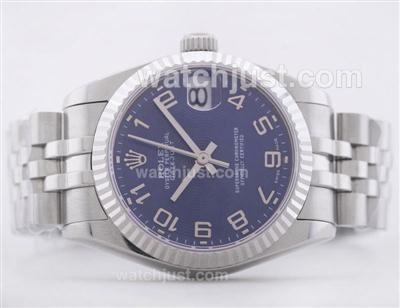 Rolex Datejust Swiss ETA 2836 Dark Blue Dial with Arabic Numerals--Mid Size