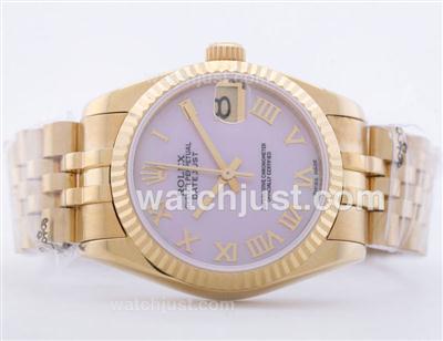 Rolex Datejust Swiss ETA 2836 Full Gold Pink MOP Dial with Roman Numerals--Mid Size