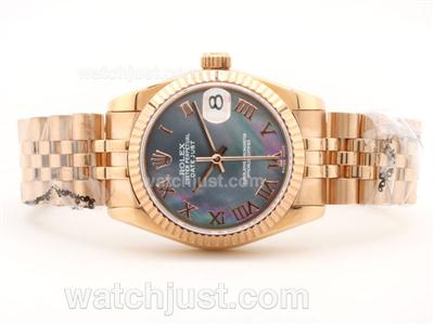 Rolex Datejust Swiss ETA 2836 Full Rose Gold MOP Dial with Roman Marking-Mid Size