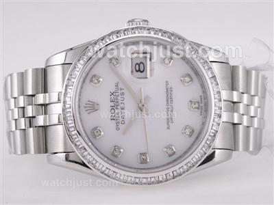 Rolex Datejust Swiss ETA 2836 Movement CZ Diamond Bezel with MOP Dial-Diamond Marking