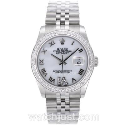 Rolex Datejust Swiss ETA 2836 Movement Diamond Bezel Roman Markers with Mop Dial S/S-Mid Size