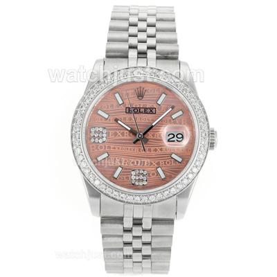 Rolex Datejust Swiss ETA 2836 Movement Diamond Bezel with Pink Watermark Dial S/S