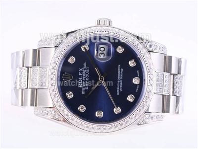 Rolex Datejust Swiss ETA 2836 Movement Diamond Marking and Bezel with Blue Dial